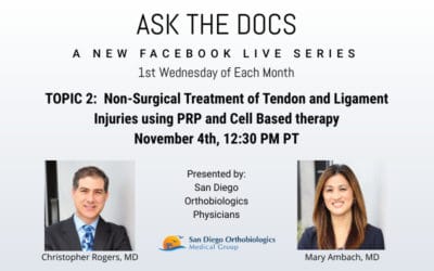 Ask the Docs: Tendon and Ligament Injuries Treatment Using PRP and Cell Based therapy