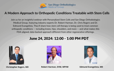 Upcoming Webinar – Limited Spots Available – A Modern Approach to Orthopedic Conditions Treatable with Stem Cells